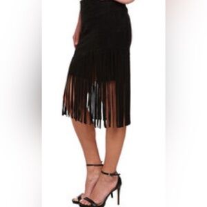 Sam Edelman Black Asymmetrical Fringe Skirt